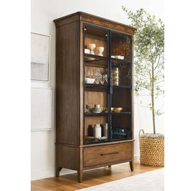 Gillian Warm Brunette 2 Door Display Cabinet with 1 Drawer and LED Light