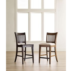 Kafe Mocha Performance Fabric Rake Back Counter Height Dining Chair