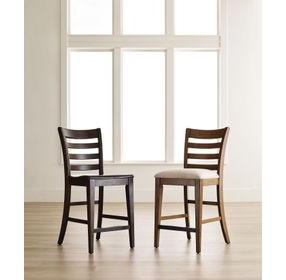 Kafe Mocha Performance Fabric Ladder Back Counter Height Dining Chair