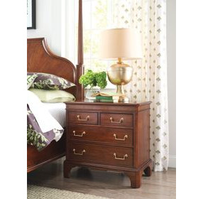 Andover Medium Stain 4 Drawer Nightstand with USB Charging