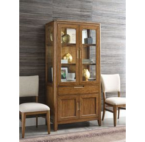 Aspire Summit Medium Stain 4 Door Display Cabinet with LED