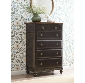 Harrison Bridgetown Black and Heritage Maple 6 Drawer Chest