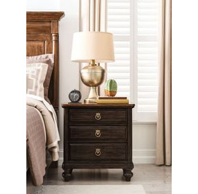 Harrison Bridgetown Black and Heritage Maple 3 Drawer Nightstand with LED