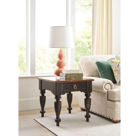 Kitridge Bridgetown Black and Heritage Maple Square End Table with 1 Drawer