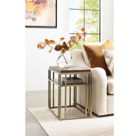 Brighton-Acquisitions Brighton Medium Stain and Gold Rectangular Chairside Table