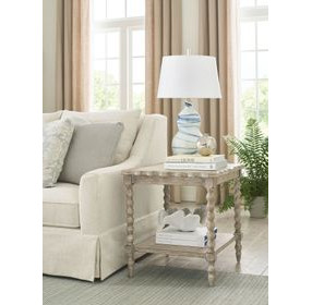 Batiste Creme Breve Rectangular End Table