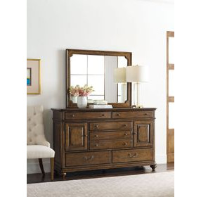 Commonwealth Dennison Medium Stain Rectangular Dresser Mirror