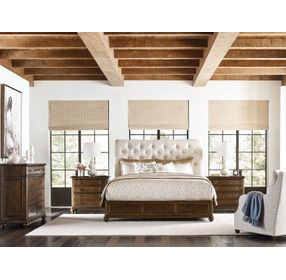 Commonwealth Herndon Medium Stain King Upholstered Panel Bed