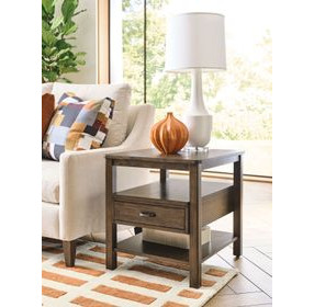 Costa Way Hamilton Deep Brown Rectangular End Table with 1 Drawer