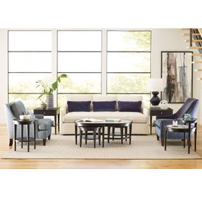 Showcase Sable Oval Travertine Top Nesting Cocktail Table