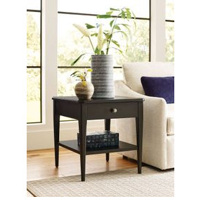 Venue Black Rectangular End Table with 1 Drawer