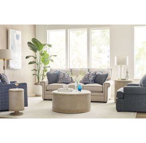 Hidden Treasures White and Brown Round Quartz Top Cocktail Table