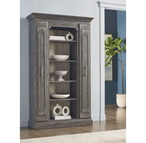 Hidden Treasures Poplar Gray Bookcase Display with 15 Shelves
