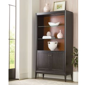 Hidden Treasures Victor Dark Stain 2 Door Bookcase Cabinet with LED