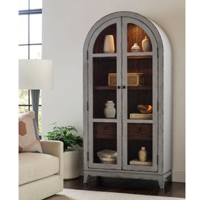 Hidden Treasures Gray and Brown Arched Display Cabinet with LED