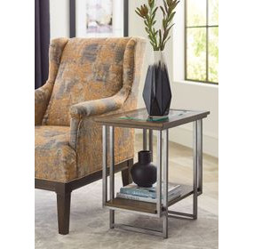Ingrid Dark Stain Rectangular Glass Top Chairside Table