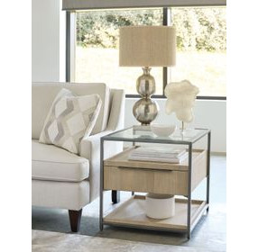 Jive Light Stain Square Glass Top End Table