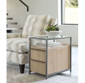 Jive Light Stain and Gray Rectangular Glass Top Charging Chairside Table