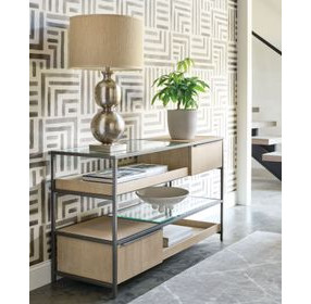 Jive Light Stain Rectangular Glass Top Sofa Table