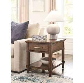 Longham Warm Auburn Rectangular End Table with 1 Drawer