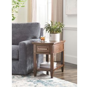 Longham Warm Auburn Rectangular Charging Chairside Table