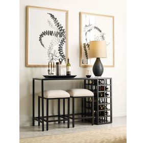 Mackintosh Brown and Black Rectangular Console Table with Stools