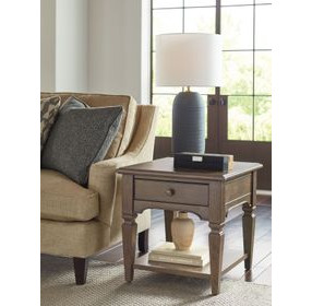 Maribelle Dark Stain Square Drawer End Table