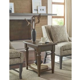 Maribelle Dark Stain Wedge Rectangular Chairside Table