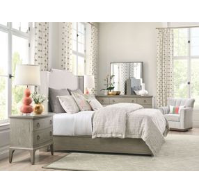 Sharon Gray and Cream Upholstered California King Panel Bed