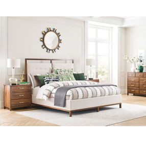 Monogram Walnut Pinehurst Medium Stain King Upholstered Panel Bed