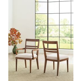 Monogram Walnut Clubhouse Cream Upholstered Side Chair