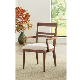 Monogram Walnut Clubhouse Cream Upholstered Arm Chair
