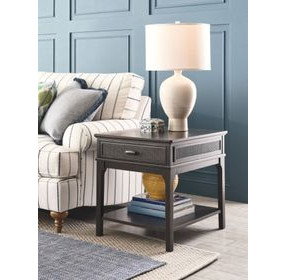 Serra Hamilton Soft Black Rectangular End Table with 1 Drawer