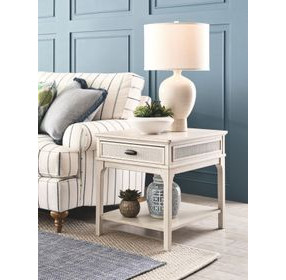 Serra Hamilton Classic White Rectangular End Table with 1 Drawer