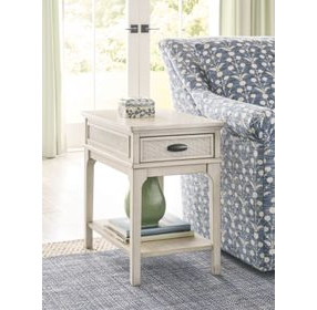 Serra Hamilton Classic White Rectangular Charging Chairside Table