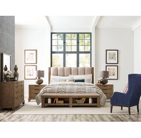 Meadowood Brown and Beige Upholstered California King Panel Bed