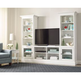 Structures Quad White 102" Entertainment Console with Bookcase and 2 Doors