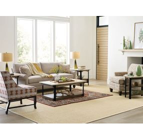 Topaz-Hamilton Topaz Beige and Black Rectangular Travertine Top Cocktail Table