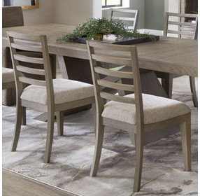 Pure Modern Beige Performance Fabric Ladder Back Dining Chair Set Of 2