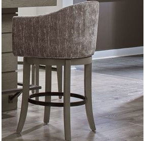 Pure Modern Brown Performance Fabric Upholstered Swivel Bar Stool