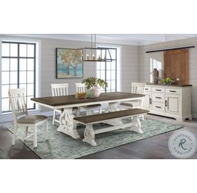 Drake Rustic White and French Oak Trestle Extendable Dining Table