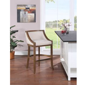 Houston Ivory Upholstered Counter Height Dining Stool with Nailhead Trim