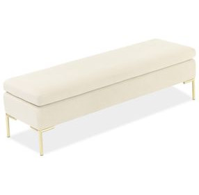 Velena Ivory Upholstered 59" Accent Bench