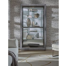 Medley Brown 1 Sliding Door Curio Cabinet with LED Lighting