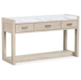 Northcrest Gallery Buff and Antique Silver Rectangular Marble Top Sofa Table