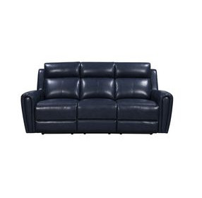 Jonathan Blue Leather Lay Flat Power Reclining Living Room Set with USB Charging