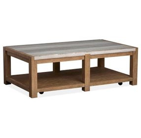 Foxrun Hollow Sierra Brown Rectangular Marble Top Cocktail Table