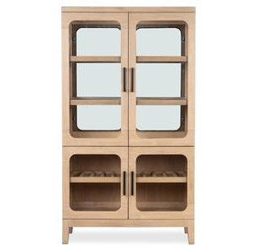 Somerset Butternut 4 Glass Door Buffet Curio with LED