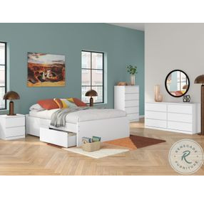 Onita White Queen Platform Bed with 1 Side Storage