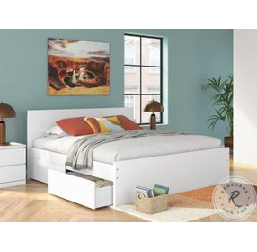 Onita White King Panel Bed with 1 Side Storage
